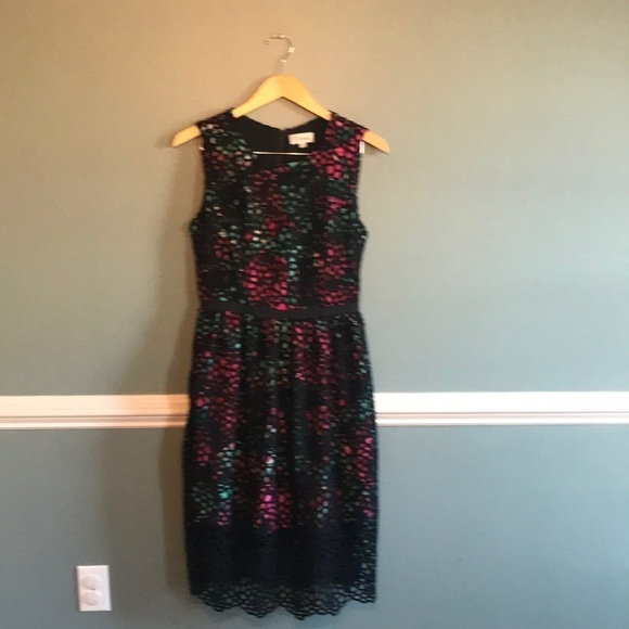 Anthropologie Wolven Lacy Terrace Sheath Sleeveless Dress - Black Eyelet Sz 6 - Picture 2 of 9
